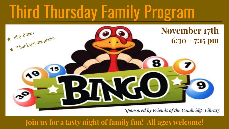 Third Thursday - Turkey Bingo